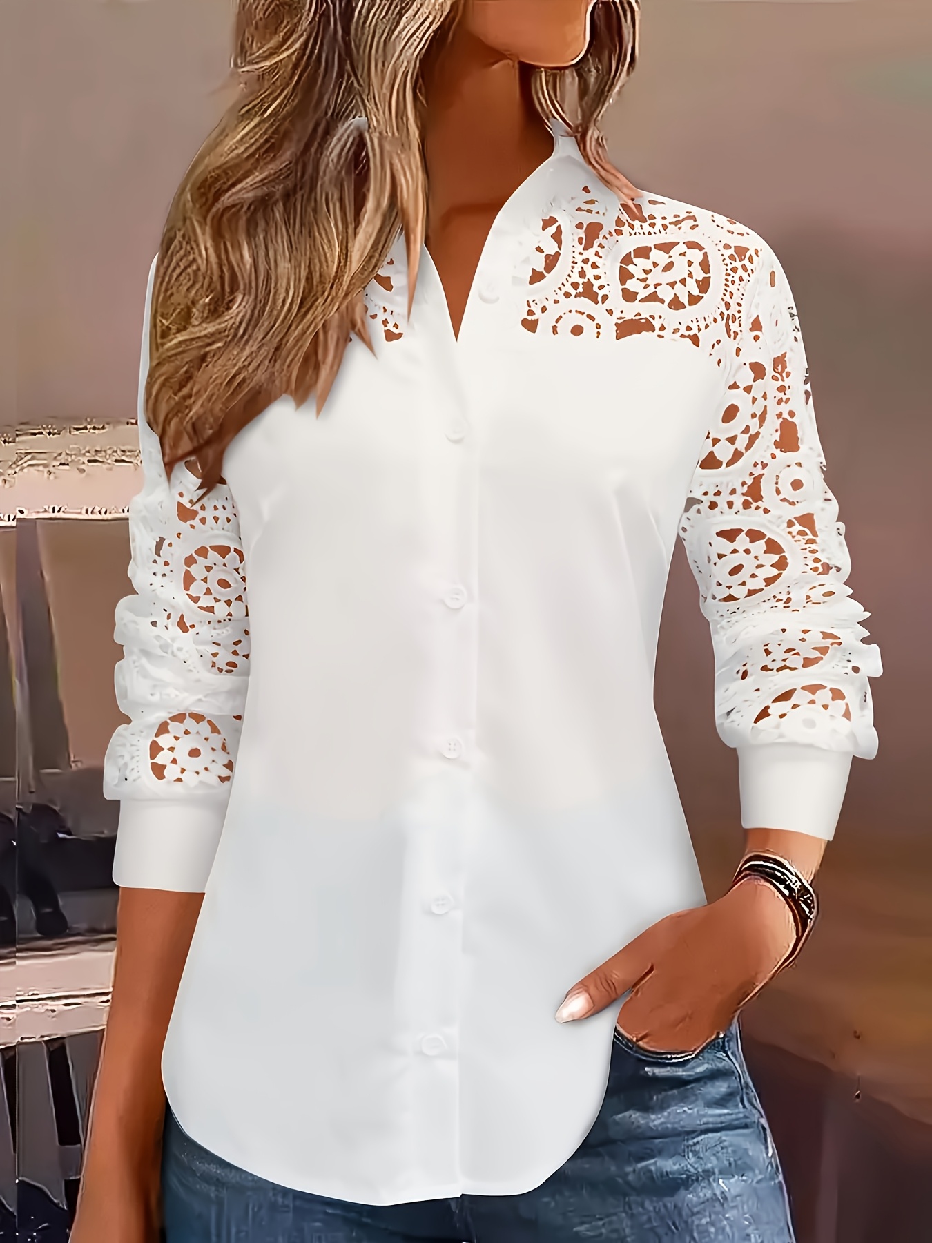Embroidery Online - เสื้อเชิ้ตผู้หญิงสไตล์ลำลอง แฟชั่น เสื้อเบลาส์แขนยาว ดีไซน์หรูหรา เหมาะสำหรับวันหยุดและวันพักผ่อน
