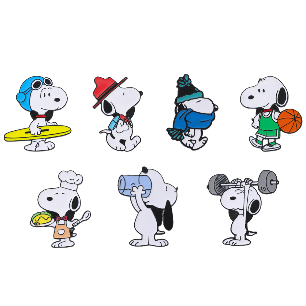 Embroidery Reddit - 7 ชิ้น เข็มกลัดอนิเมะรูปสัตว์น่ารัก เข็มกลัดเคลือบอีนาเมลลายการ์ตูนสุนัขขาวตลก เครื่องประดับโลหะ สำหรับติดเสื้อผ้า