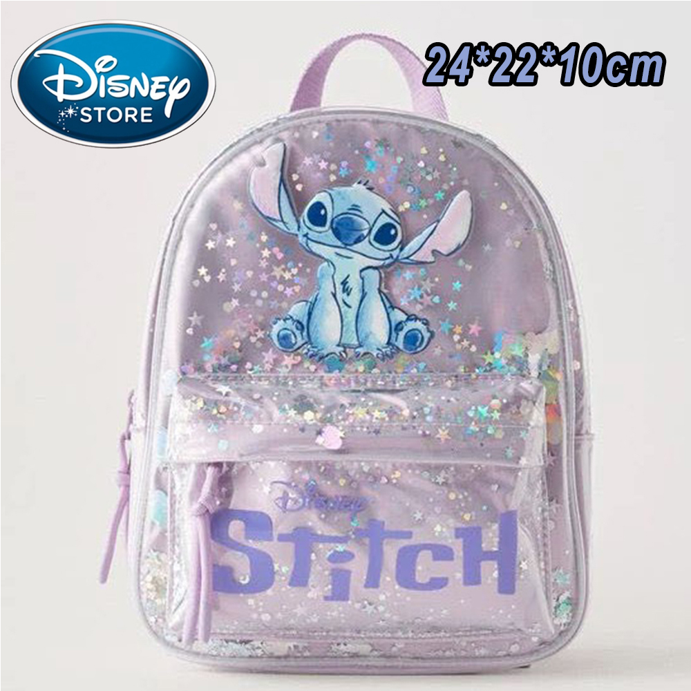 Embroidery Bag - กระเป๋าเป้สติทช์ปี 2026 สีฟ้าสไตล์ญี่ปุ่น ลายการ์ตูนสติทช์ตลกๆ กระเป๋าเป้นักเรียนขนาดใหญ่ กระเป๋าสำหรับเด็กอนุบาล