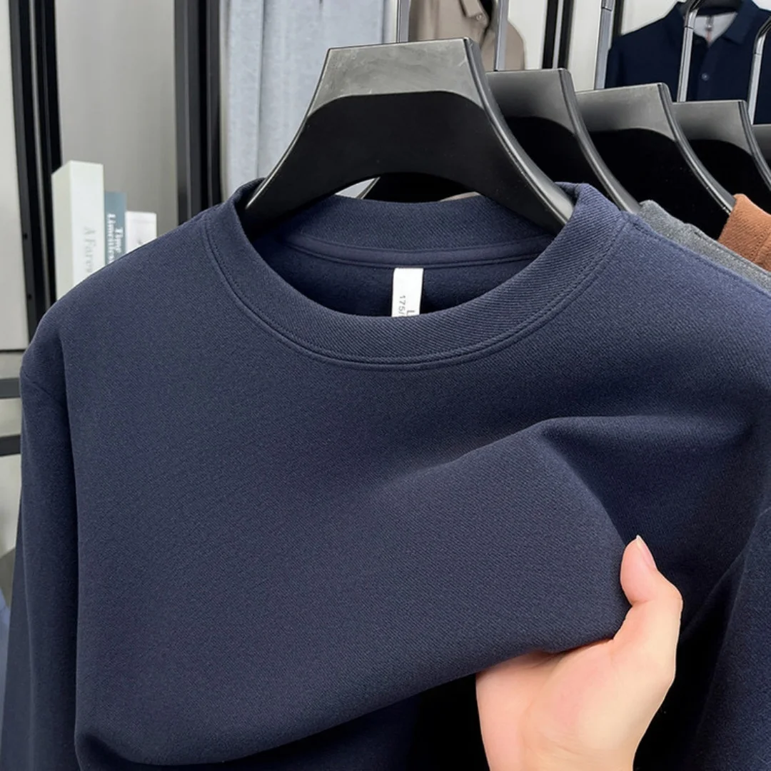Embroidery Cotton Shirt - เสื้อยืดแขนยาวคอกลมผู้ชาย แบรนด์หรู ผ้าฝ้ายเนื้อนุ่ม แฟชั่นฤดูใบไม้ร่วง ปักลาย ทรงหลวม