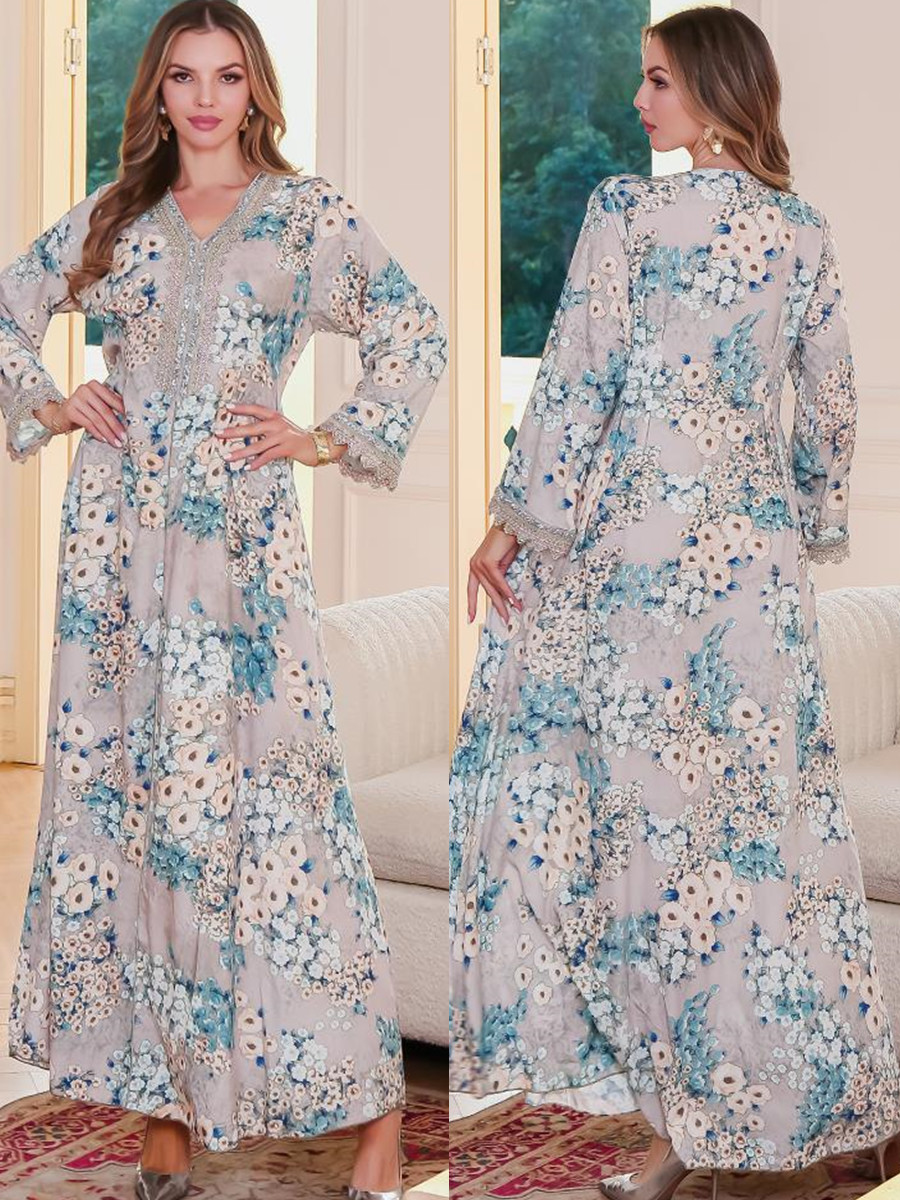 ผู้หญิงมุสลิมดูไบ Abaya เย็บปั - Embroidery Kebaya บทวิจารณ์และราคา