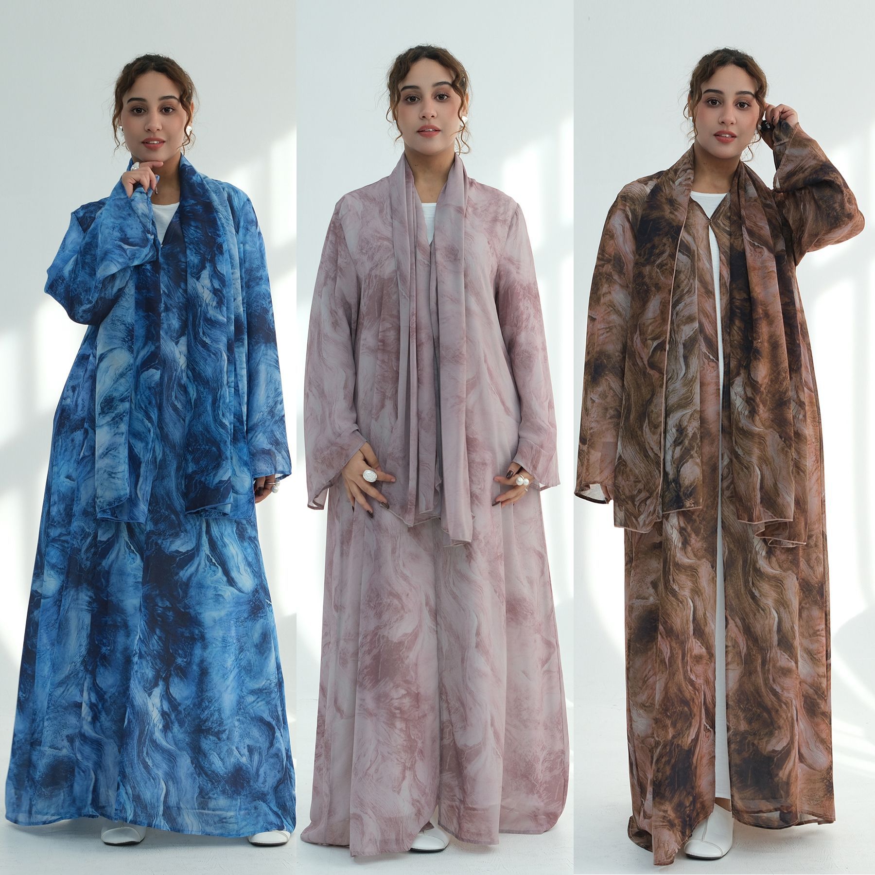 ชุดอาบายะชีฟองแบบเปิดพิมพ์ลายอ - Embroidery Online บทวิจารณ์และราคา