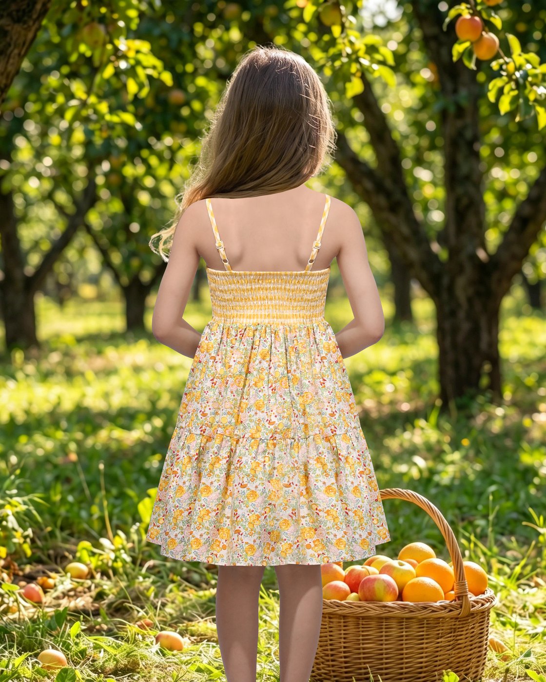 ชุดเดรสเด็กผู้หญิง ผ้าฝ้ายลายต - Embroidery Yellow Dress บทวิจารณ์และราคา