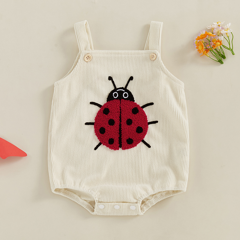 ชุดรอมเปอร์เด็กฤดูร้อน แขนกุด  - Embroidery Lady Bug บทวิจารณ์และราคา