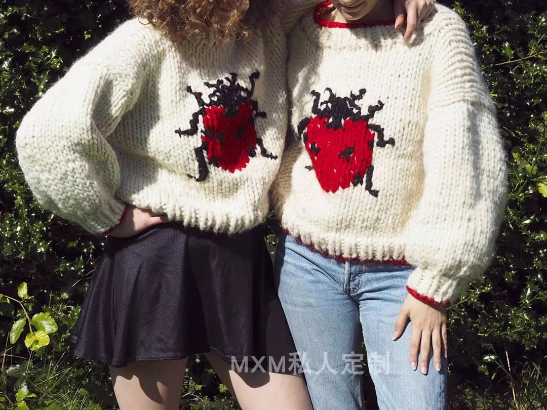 เสื้อสเวตเตอร์ไหมพรมถักมือลายเ - Embroidery Lady Bug บทวิจารณ์และราคา